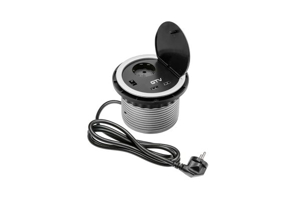 UGRADNA UTIČNICA 1xšuko 2xusb S 1,5m KABELA SIVA CHARGER