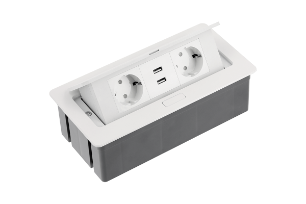 UGRADNA UTIČNICA 2xšuko 2xUSB s 1,5m KABELA BIJELA SOFT