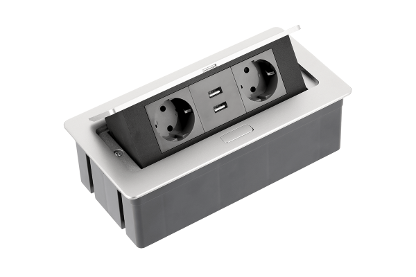 UGRADNA UTIČNICA 2xšuko 2xUSB s 1,5m KABELA SIVA SOFT