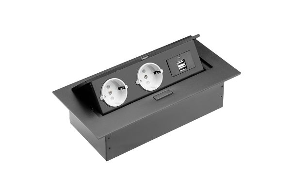 UGRADNA UTIČNICA 2xšuko 2xUSB CRNA