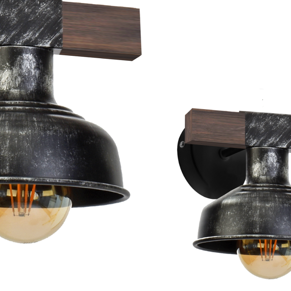 FARO BLACK/WOOD zidna svjetiljka 1xE27 60W