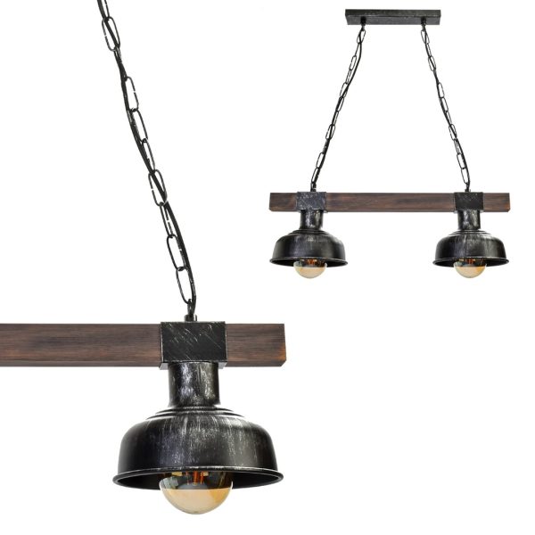 FARO BLACK/WOOD viseća lampa 2xE27