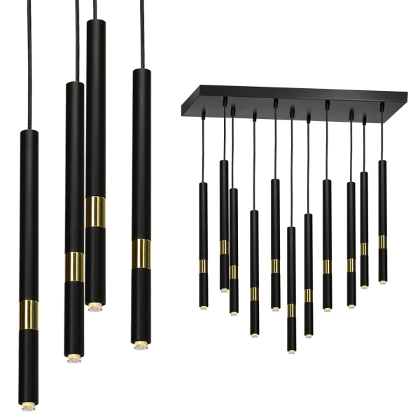 Lampa viseća MONZA BLACK/GOLD 11xG9 8W