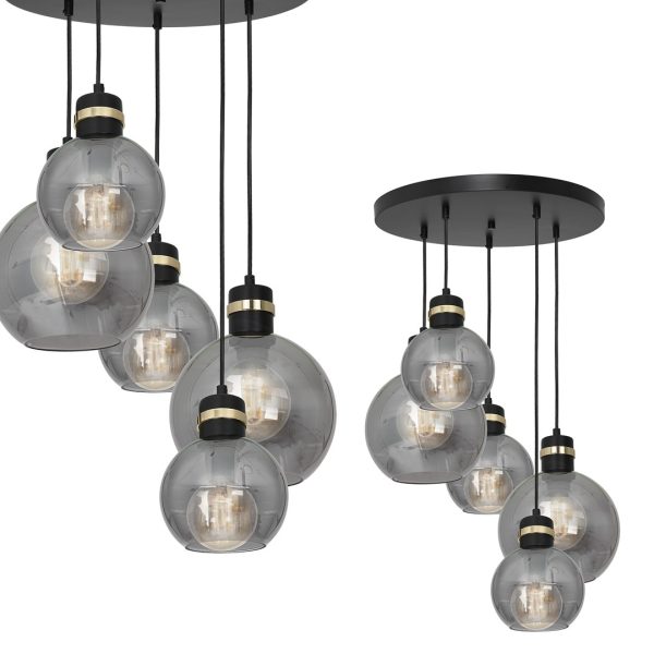 OMEGA BLACK/GOLD viseća lampa 5xE27 Krug