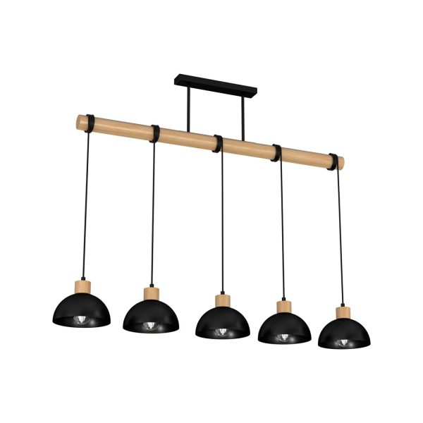 ERIK Crna/Drvo viseća lampa 5xE27