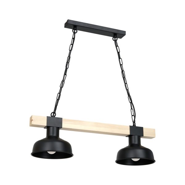 FARO BLACK/NATURAL WOOD viseća svjetiljka 2xE27 60W