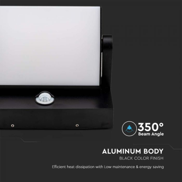 Zidna LED svjetiljka sa senzorom 17W 4000K - IP65 crna - Image 4