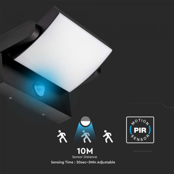 Zidna LED svjetiljka sa senzorom 17W 4000K - IP65 crna - Image 5