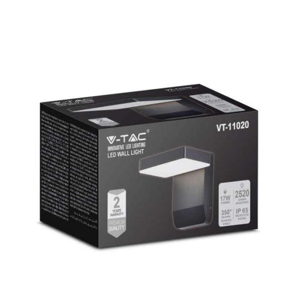 Zidna LED četvrtasta svjetiljka 17W 4000K - IP65 crna - Image 5