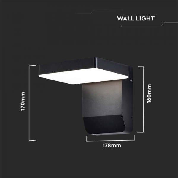Zidna LED četvrtasta svjetiljka 17W 4000K - IP65 crna - Image 4