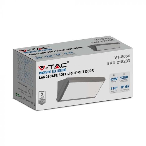 Zidna lampa 12W 4200K - IP65 siva - Image 3