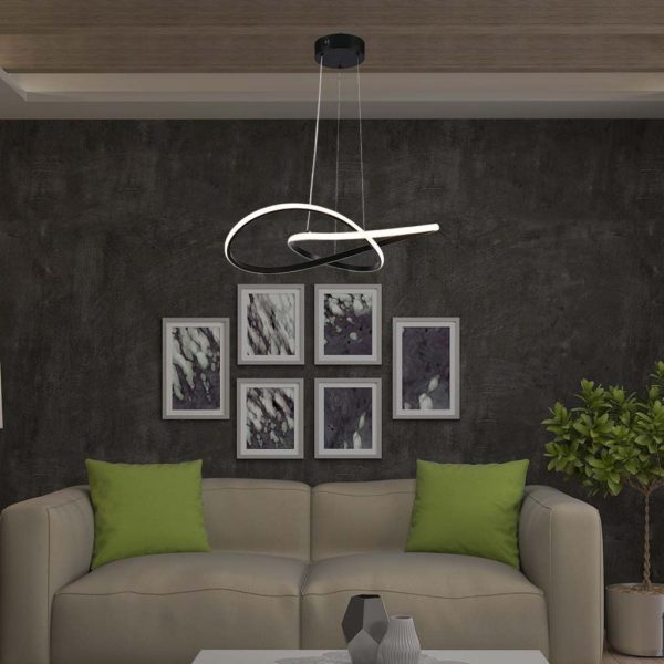 LED visilica 20 W od metala s modernim dizajnom 50 * 10 cm crna boja 3000K - Image 4