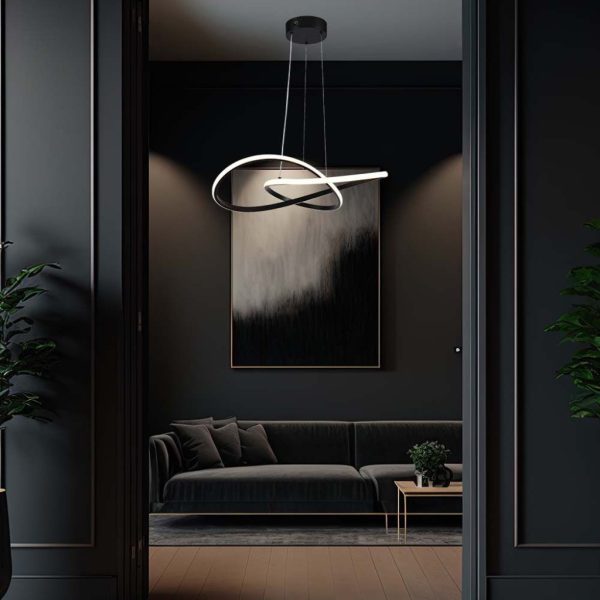 LED visilica 20 W od metala s modernim dizajnom 50 * 10 cm crna boja 3000K - Image 5