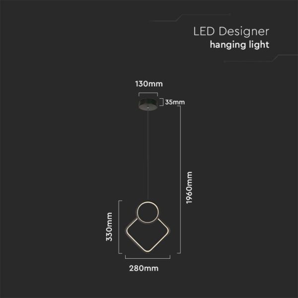 LED visilica 12W moderni dizajn crna boja 3000K - Image 4