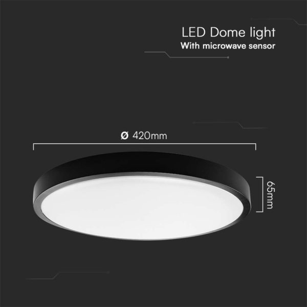 36W LED plafonjera s mirkovalnim senzorom-okrugla s crnim rubom 4000K IP44 - Image 3