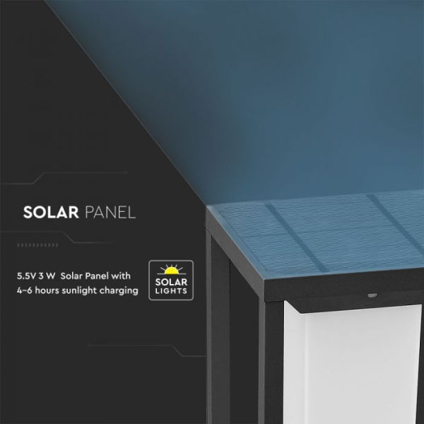LED solarna lampa SAMSUNG čip 3000K, siva - Image 5