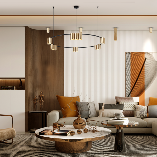 Viseća lampa (krug) GENESIS CRNO ZLATO 15xGU10 - Image 3