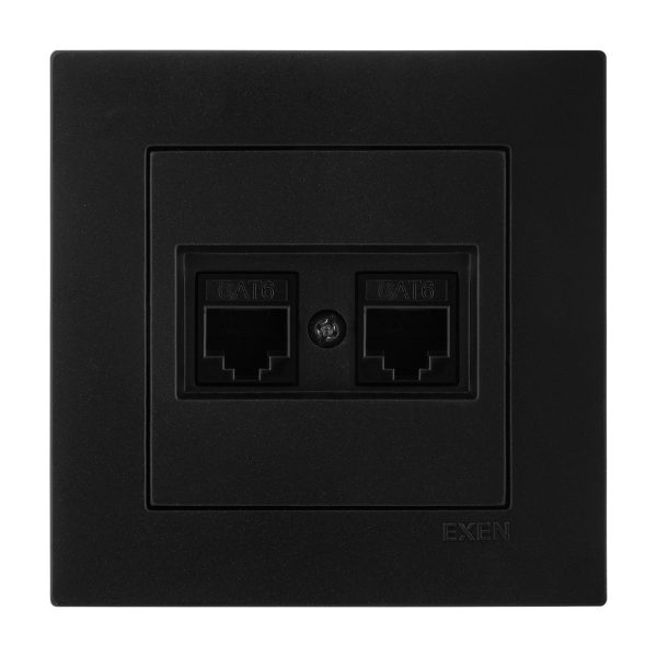 PRIKLJUČNICA 2xRJ45 CAT6 METALIK CRNA EXEN