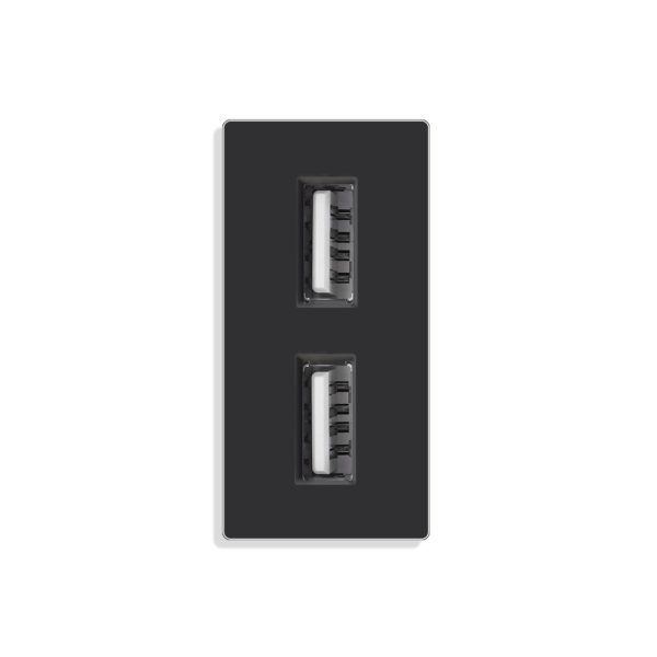 Modul 1/2 brzi punjač 2xUSB A,5V 2.4A, crni
