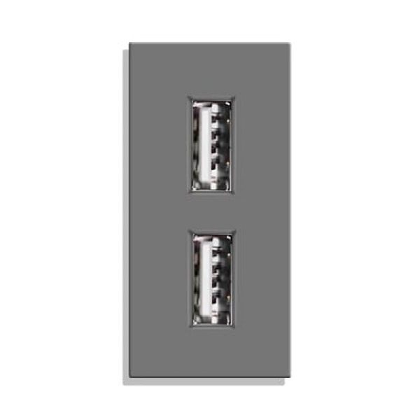 Modul 1/2 brzi punjač 2xUSB A,5V 2.4A, sivi