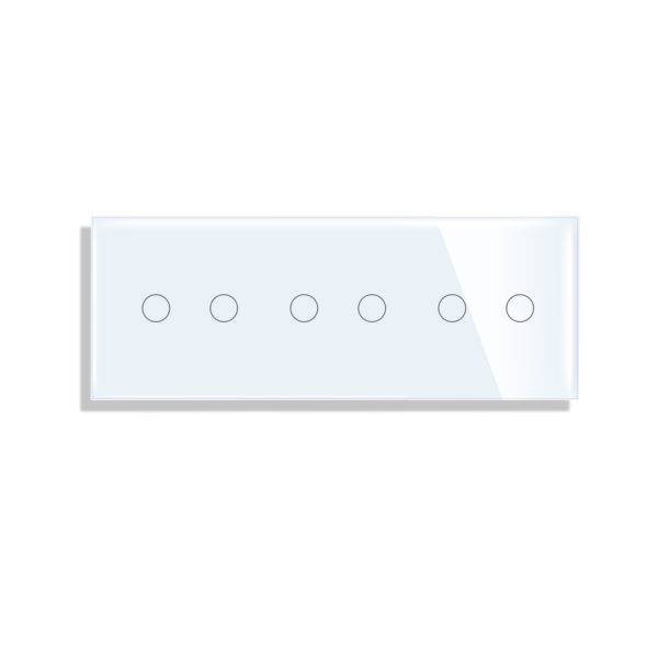 Stakleni panel za prekidače, 2+2+2, bijeli