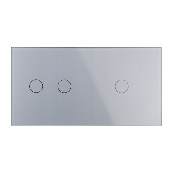 Stakleni panel za prekidače, 2+1, sivi