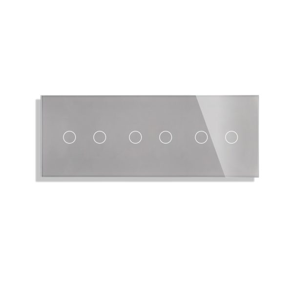 Stakleni panel za prekidače, 2+2+2, sivi