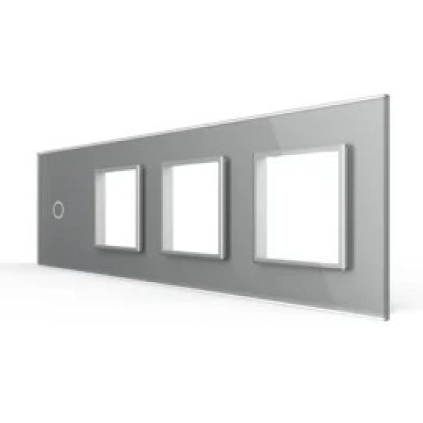Stakleni panel za prekidače, 1+3 okvira, sivi