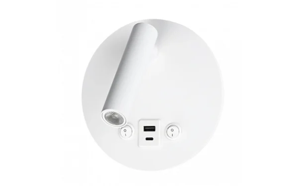 LED zidna svjetiljka 8W s ON/OFF prekidačem + USB bijela