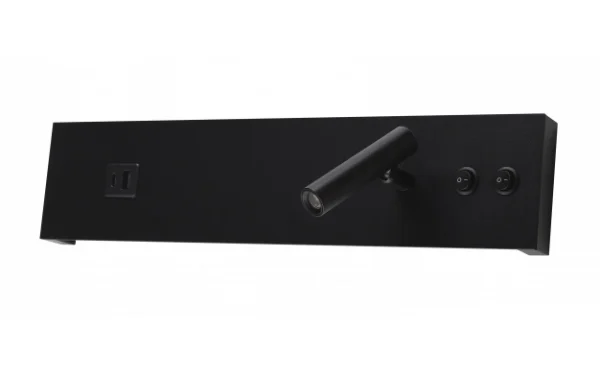 LED zidna svjetiljka 11W IP20 s ON/OFF prekidačem + USB crna 3000K