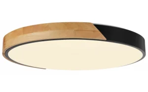 LED stropna svjetiljka 48W crno/drveno tijelo CCT + daljinski upravljač