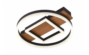 LED stropna svjetiljka 46W crno/drveno tijelo CCT + daljinski upravljač