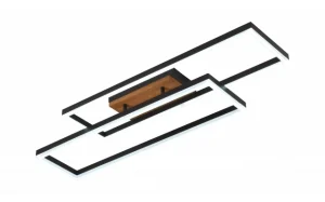 LED stropna svjetiljka 86W crno/drveno tijelo CCT + daljinski upravljač