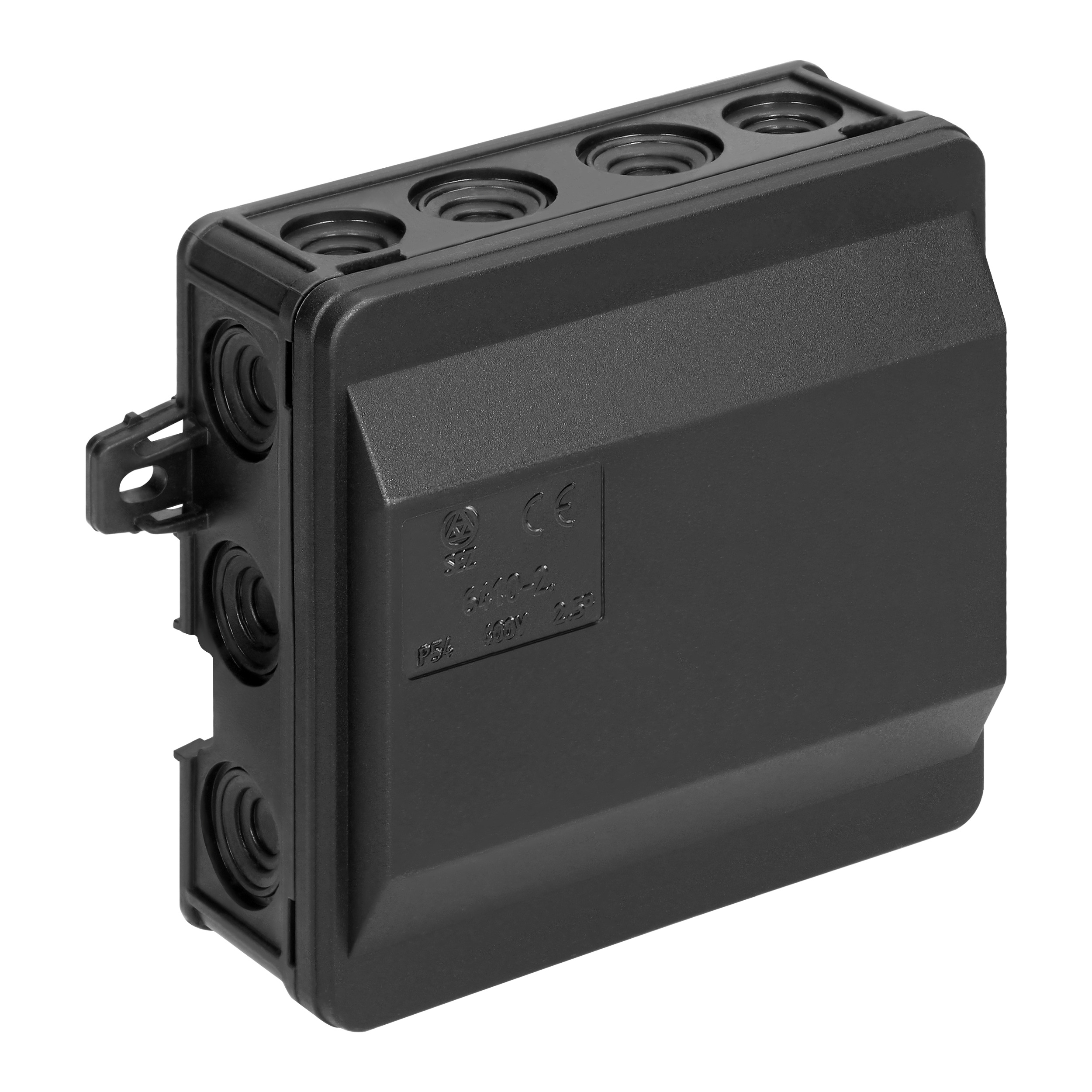 Junction boxes S elastic cut-off glands 90 x 90 mm click IP54, Crna