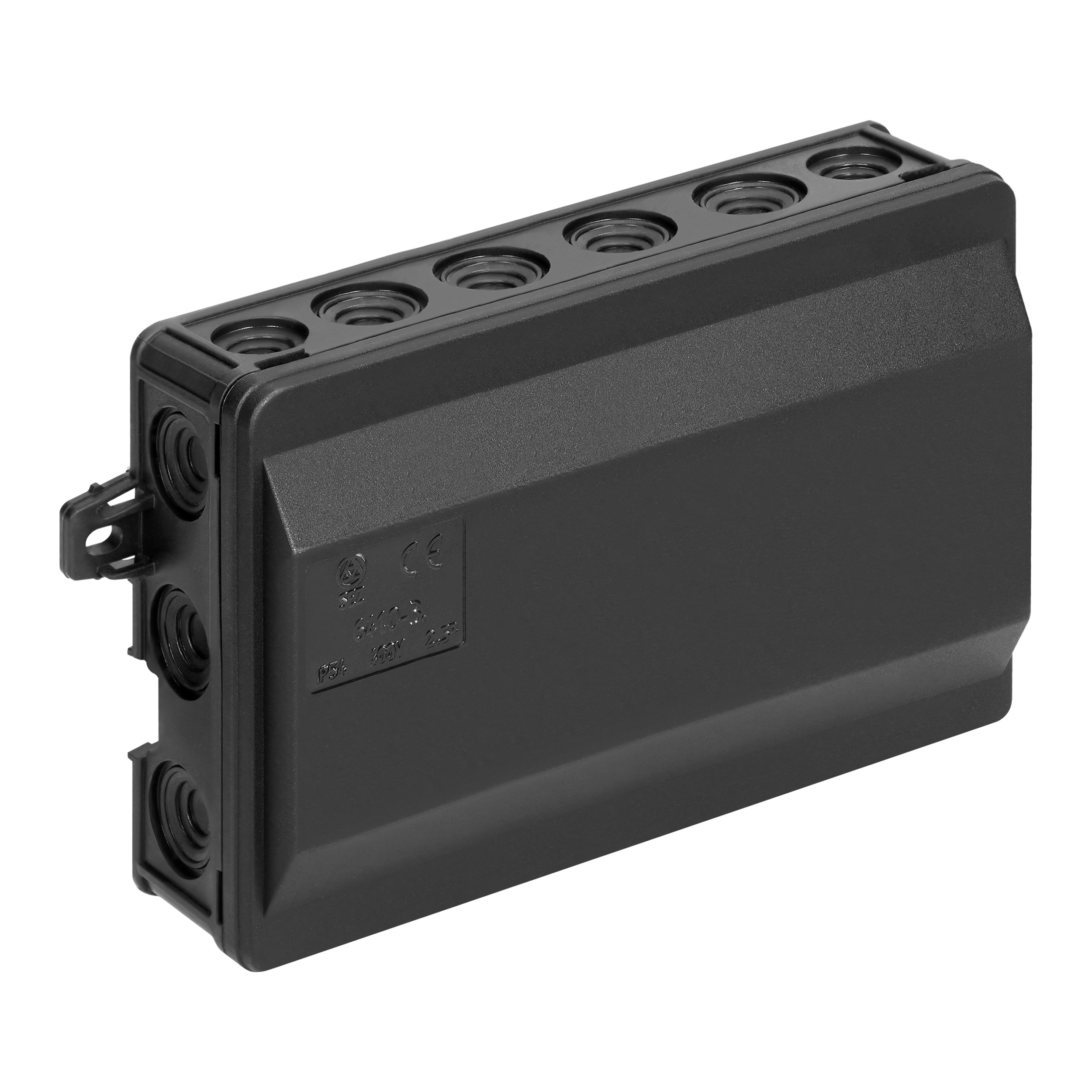 Junction boxes S elastic cut-off glands 90 x 135mm click IP54, Crna