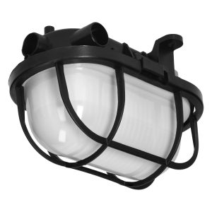 OVAL 7040T/P, Rasvjeta fixture, 40W, E27, IP44, IK10, matte Kom shade, plastic cover, PP base, Crna