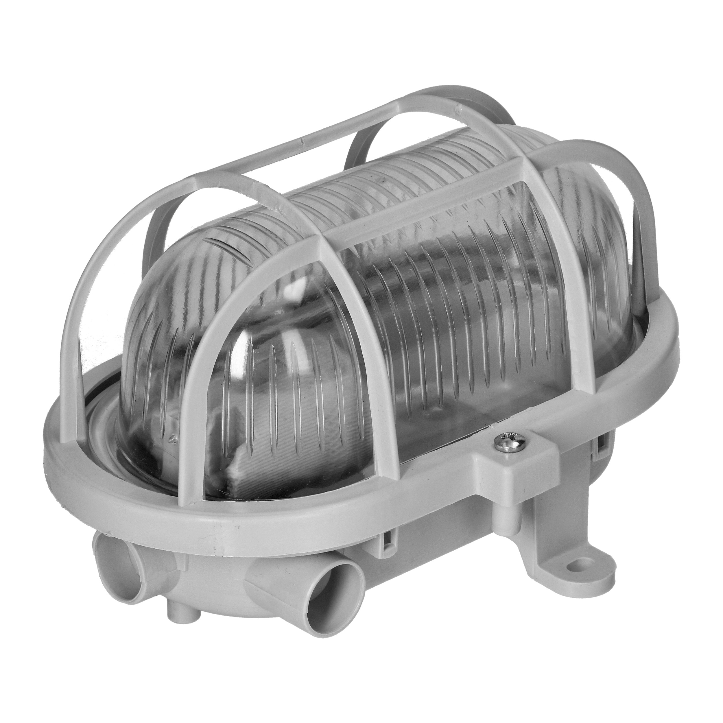 OVAL 7040T/P, Rasvjeta fixture, 40W, E27, IP44, IK10, clear Kom shade, plastic cover, PP base, Siva - Slika 3