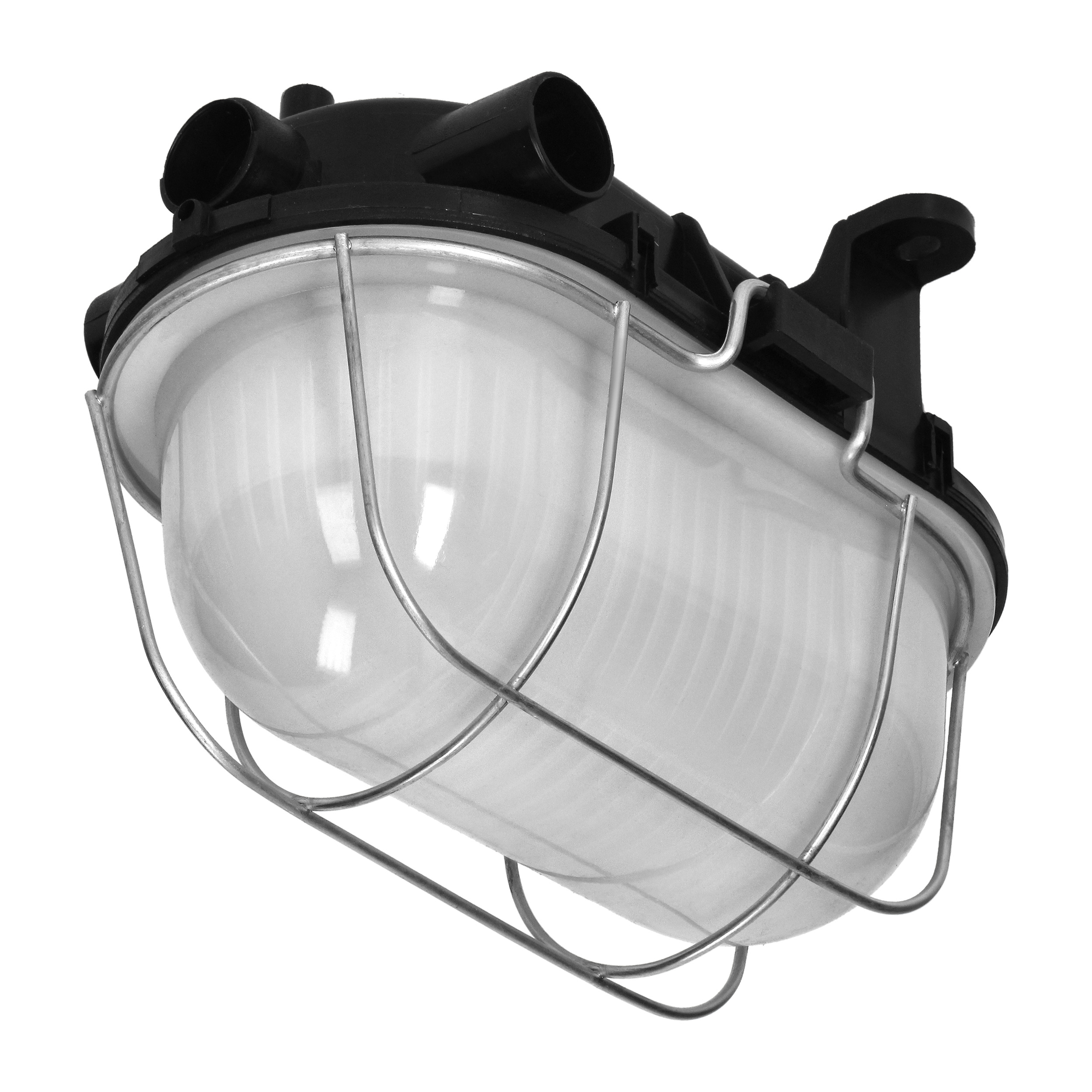 OVAL 7040T, Rasvjeta fixture, 40W, E27, IP44, IK10, matte Kom shade, metal cover, PP base, Crna