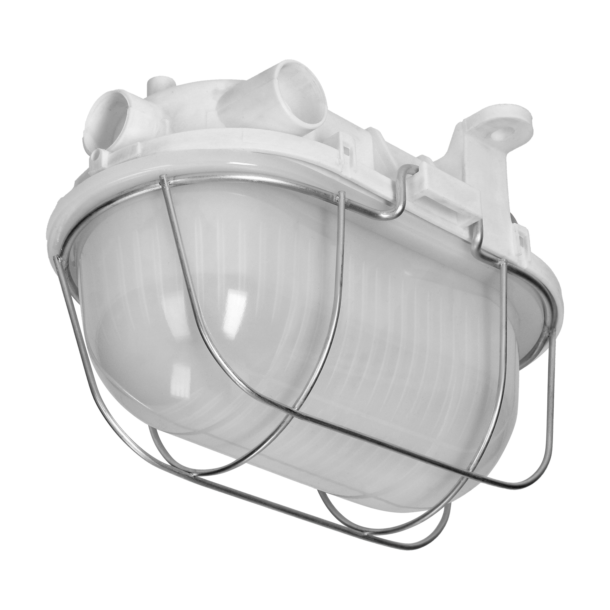 OVAL 7040T, Rasvjeta fixture, 40W, E27, IP44, IK10, matte Kom shade, metal cover, PP base, Bijela