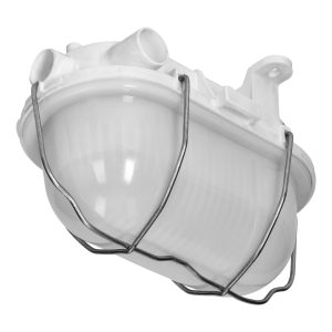 OVAL 7040T/R, Rasvjeta fixture, 40W, E27, IP44, IK10, matte Kom shade, metal cover, PP base, Bijela